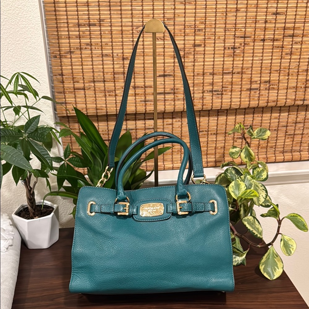 Michael Kors Green Satchel with Gold Hardware